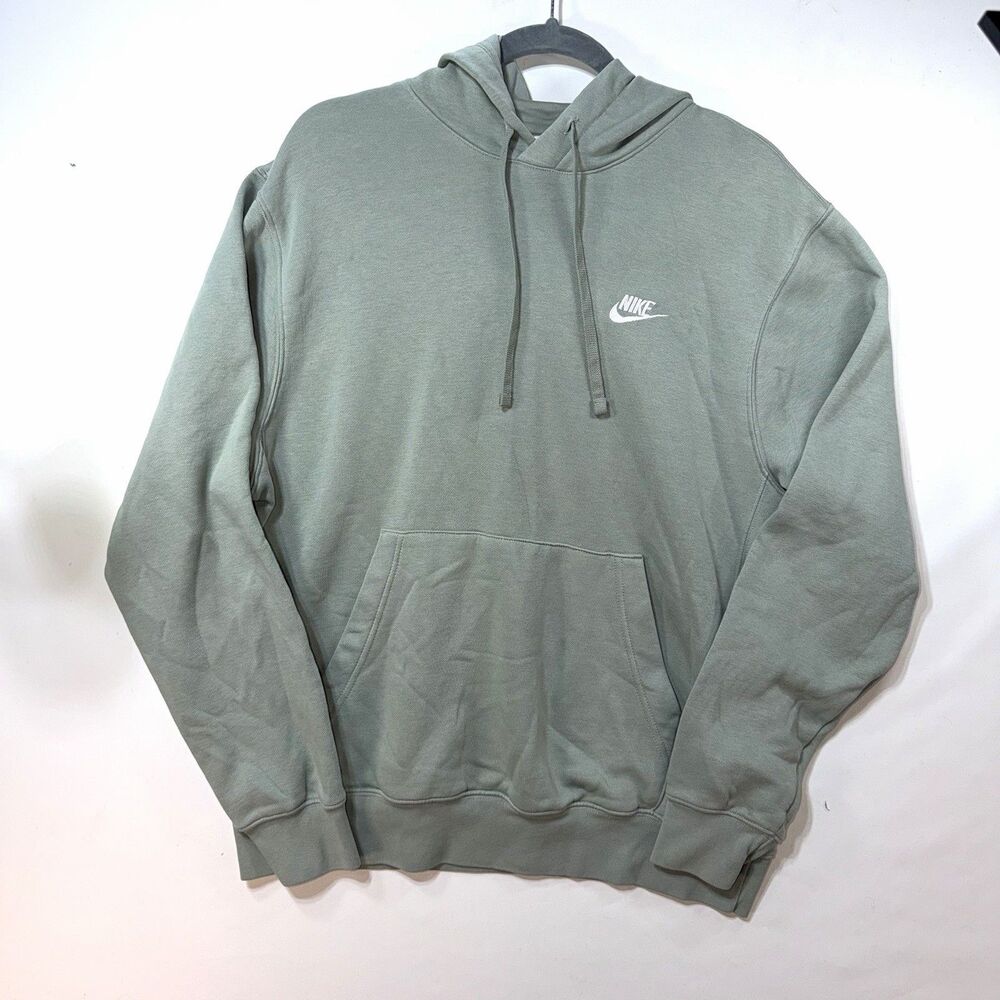 Nike Men’s Medium Sage Green Hoodie Small Swoosh Pullover Fleece Kangaroo Pocket